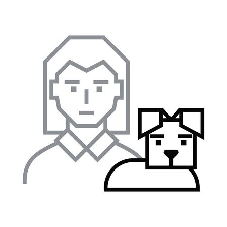 Icon woman with dog. Can fit different concepts. Design template for pet shops, veterinary clinics and badges for websites and printsのイラスト素材