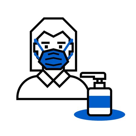 Use hand sanitizer, wear a face mask, social distancing.のイラスト素材