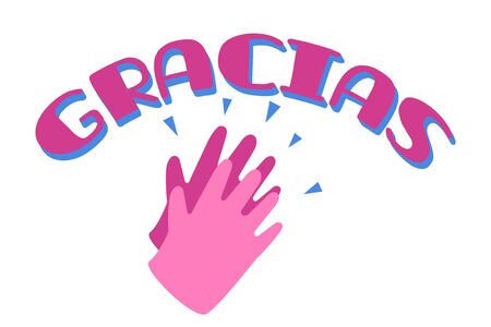 Gracias with clapping hands for your help, symbol, poster template. Thank you doctor and nurses and medical personnel team for fighting.のイラスト素材