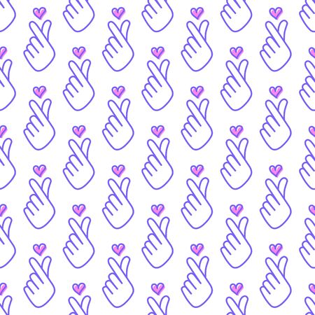 I love k-pop. Korean symbol hand heart, love symbol in k pop isolated on white background.のイラスト素材