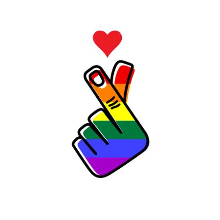 I love LGBTQ isolated on white background. Gay Pride month. Design element for poster, greeting card, sticker, banner, a print on t-shirts and bags.のイラスト素材