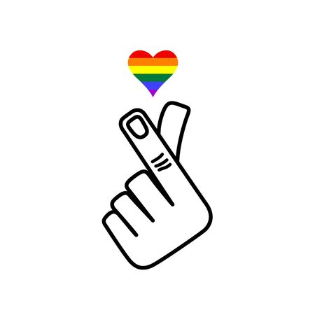 I love LGBTQ isolated on white background. Gay Pride month. Design element for poster, greeting card, sticker, banner, a print on t-shirts and bags.のイラスト素材