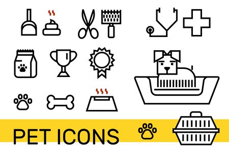 Pet icon set for veterinary clinic, shelter, petfoodのイラスト素材