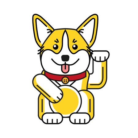 Lucky welsh corgi icon brings good luck isolated on white background.のイラスト素材