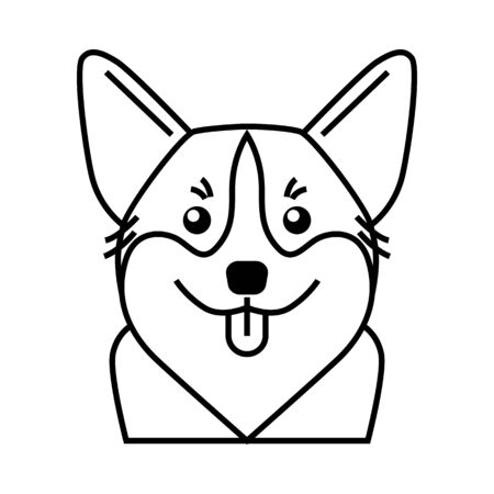 Welsh corgi cute character. Line icon. Graphic illustrationのイラスト素材