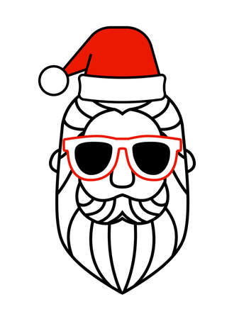 Santa Claus hat and sunglasses icons. Hipster style.のイラスト素材