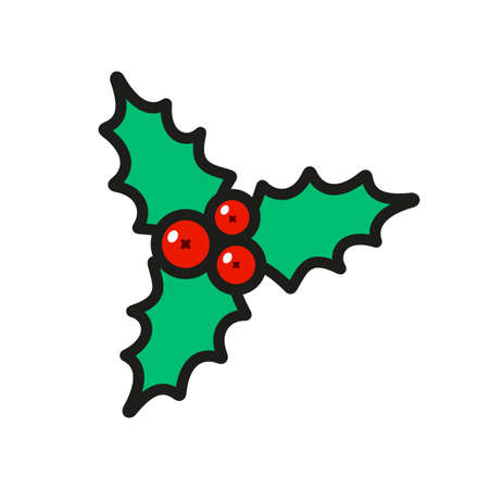 Holly berry Christmas icon isolated on whiteのイラスト素材