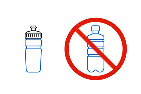 No plastic bottle, only reusable water bottle signのイラスト素材