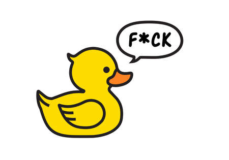 Yellow duck says a bad word in bubbleのイラスト素材