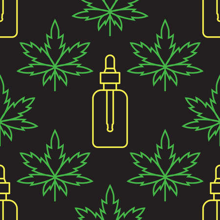 Marijuana leaf with cosmetic bottle with CBD oilのイラスト素材