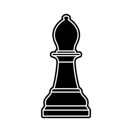 Black chess bishop piece on white backgroundのイラスト素材
