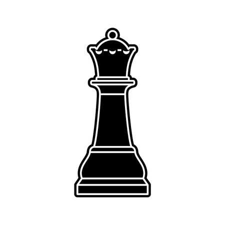 Black chess Queen piece on white backgroundのイラスト素材