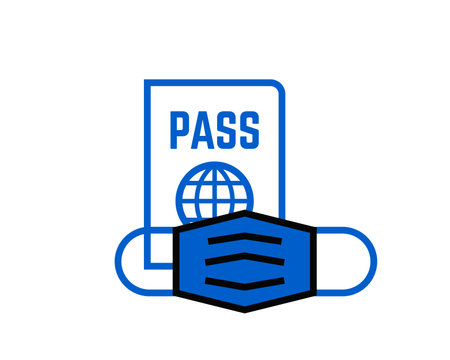 Passport and mask travel line icon. Safe travelのイラスト素材