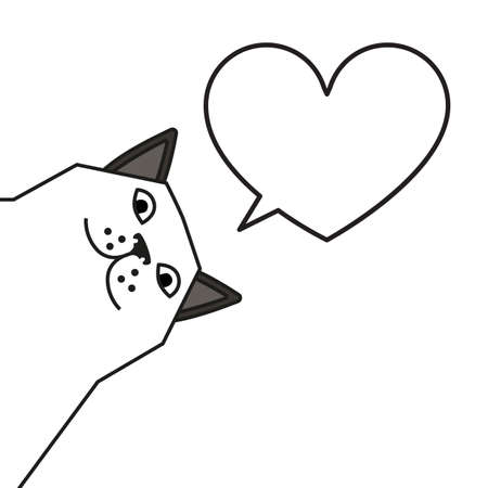 Cat meme with heart shaped speech bubbleのイラスト素材
