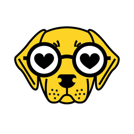 Labrador retriever in glasses isolated on whiteのイラスト素材