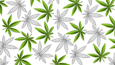 Marijuana leafs or cannabis leafs weed patternのイラスト素材