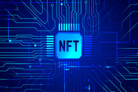 NFT non fungible token on blue backgroundのイラスト素材