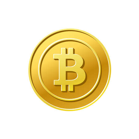 Gold bitcoin coin money isolated on whiteのイラスト素材