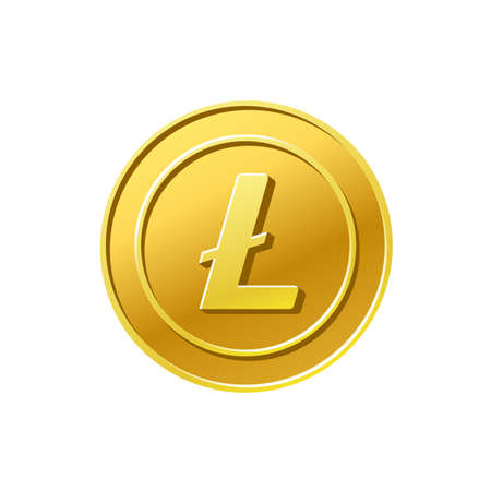 Litecoin crypto currency Golden litecoin coin iconのイラスト素材