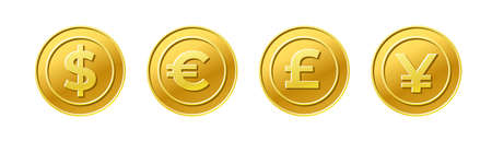 Dollar, euro, pound and yen currency symbolsのイラスト素材