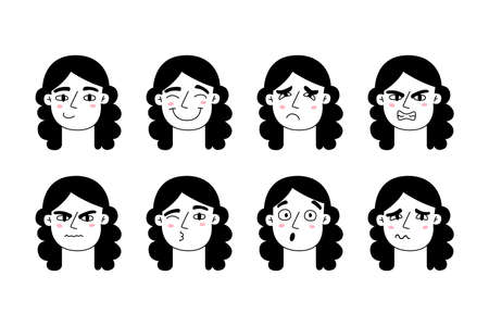 Woman face expression Girl face facial expressionsのイラスト素材