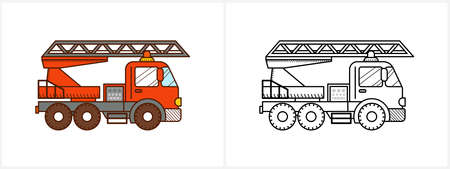 Firetruck car coloring book for kids. Fire truckのイラスト素材