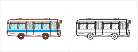 Bus coloring page. City bus side viewのイラスト素材