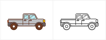 Pickup coloring page for kids Pickup car side viewのイラスト素材