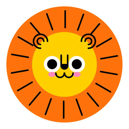 Cute lion face. Funny lion Cartoon cute animalのイラスト素材