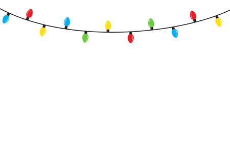 Christmas lights bulbs isolated on white cardのイラスト素材