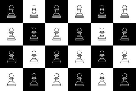 Black and white chess seamless pattern. Chess pawnのイラスト素材