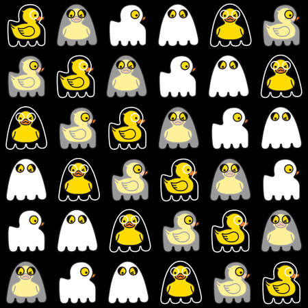 Halloween seamless pattern. Cute duck spooky ghostのイラスト素材