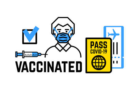 Vaccinated against Covid-19 Immune id. PCR testのイラスト素材