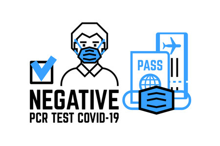Tourist with negative result PCR Covid-19 testのイラスト素材