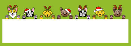 Dogs in christmas costume deer, santa clausのイラスト素材
