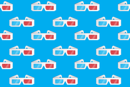 3d glasses vector pattern on blue backgroundのイラスト素材
