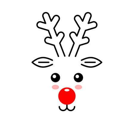 Reindeer face isolated on white. Cute deer animalのイラスト素材