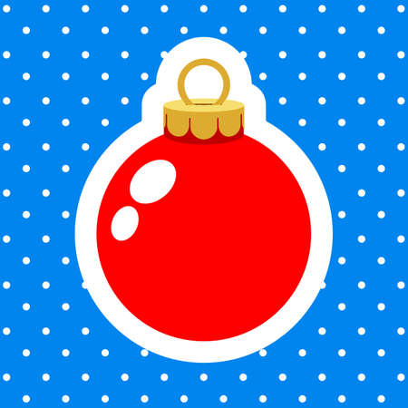 christmas ornament red ball on blue snowyのイラスト素材