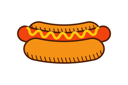 Hotdog retro icon. Hot dog vector illustrationのイラスト素材
