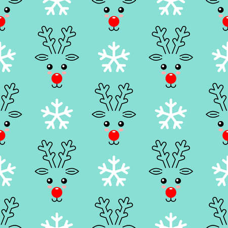 Christmas deer seamless pattern. Cute deer snowのイラスト素材