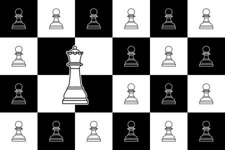 Black and white chess seamless pattern. Chess pawnのイラスト素材