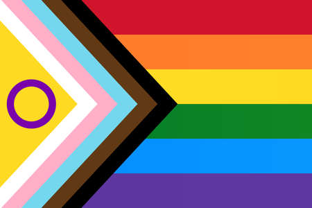 LGBTQ Progress Pride Flag with intersex. Rainbowのイラスト素材