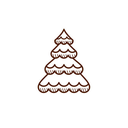 Christmas tree line icon. Vintage christmas treeのイラスト素材