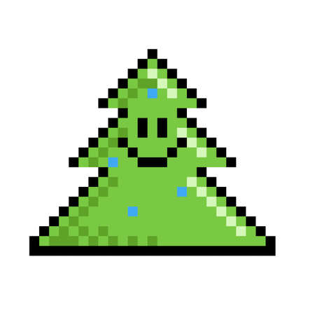 Christmas tree smiling in pixel art styleのイラスト素材