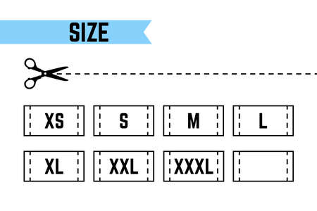 Clothing sizes labels. Symbols S, M, L, XL, XXLのイラスト素材