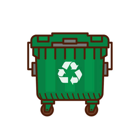 Green recycle garbage bin. Trash can isolatedのイラスト素材