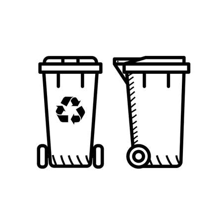 Recycle garbage bin icon Trash can black and whiteのイラスト素材