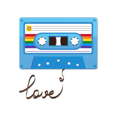Rainbow audio cassette tape. Love gratitude cardのイラスト素材