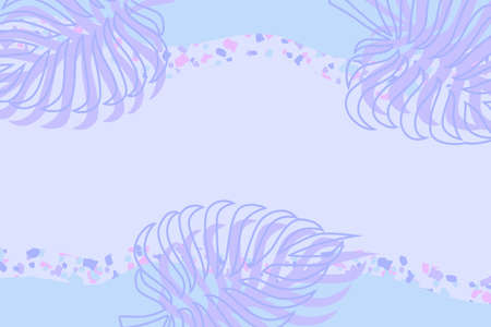 Tropical leaves in pastel color with copyspaceのイラスト素材