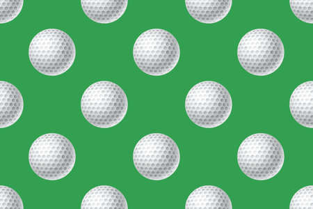 Golf balls seamless pattern on green backgroundのイラスト素材